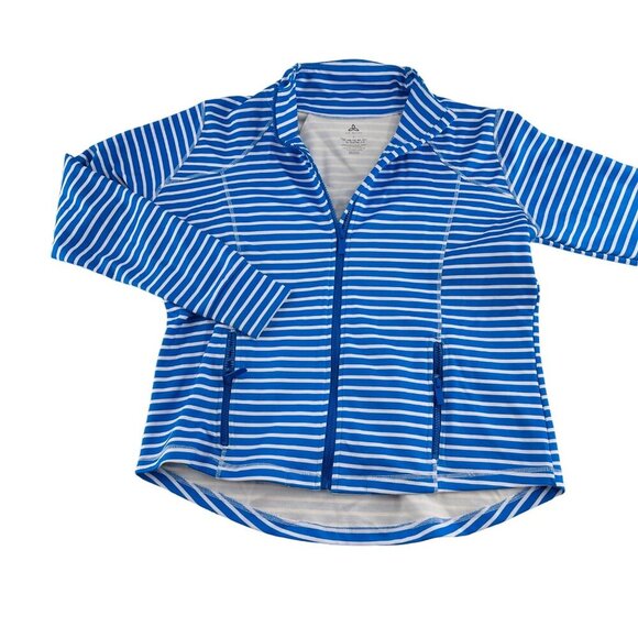 Vie Active Womens Blue & White Striped Full-Zip Jacket L - Picture 1 of 5